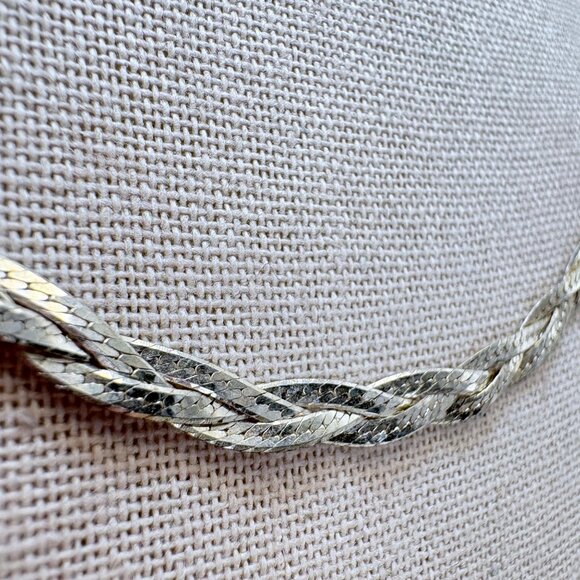 Sterling Silver 925 Braided Flattened Curb Link Chain 5mm Size 17.5" Length - Picture 4 of 11
